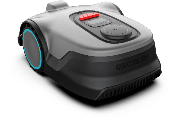 Novabot R3000 robotic mower front view showing AI sensors