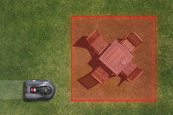 N2000 Novabot Lawn Mower Robot lawn mower avioiding  a red square marking on grass